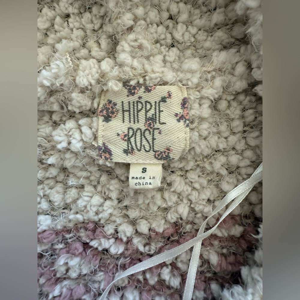 Hippie Rose Hooded V-Neck Sweater~Small - Picture 6 of 6